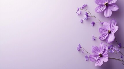 Fototapeta premium Minimalistic Purple Flowers on a Soft Purple Background