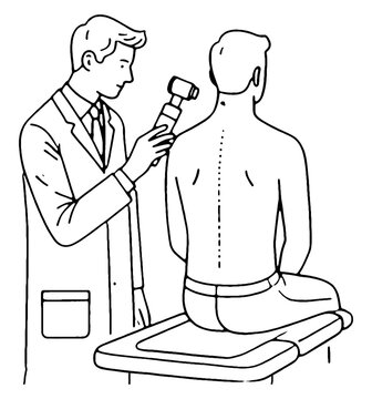 dermatologist checking the skin of a patient for skin cancer using a dermascope