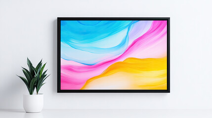 Naklejka premium Bright abstract artwork with vibrant colors, perfect for contemporary decor and adding a splash of creativity to any space.