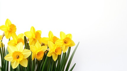 Obraz premium Bright Yellow Daffodils on White Background
