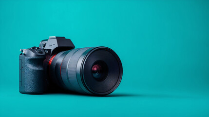 Instructional diagram for using a new gadget, vibrant teal background, with copy space, editorial photography