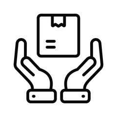 Parcel on hand showing concept icon of parcel care icon