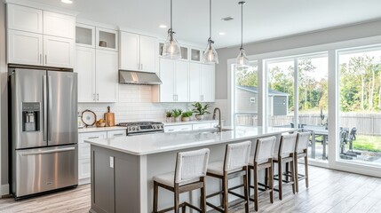 Spacious and Bright Modern Kitchen with High-End Appliances