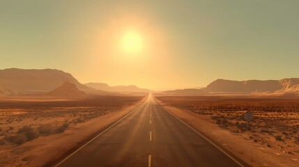 Fototapeta premium Desert Road at Sunset.