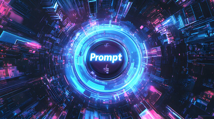 Fototapeta premium Futuristic AI prompt illustration. High-tech background concept. innovation technology