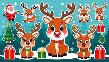 Obraz premium sticker happy deer christmas