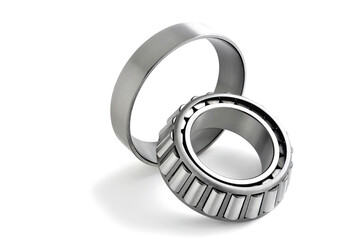 roller cone-shaped bearing on a white background, spare part for cars and mechanisms