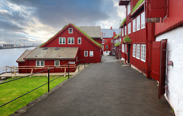 Some old and traditional buildings in Tinganes, Torshavn, Faroe Islands, Denmark.