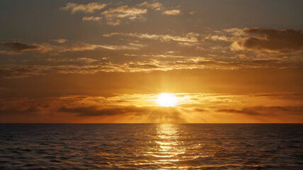 Fototapeta premium the ocean during golden hour, with the sun dipping below the horizon
