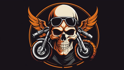 Fototapeta premium skull cyclist vector logo