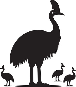 recommend clip art: simple vector silhouette of a Cassowary, cassowary silhouette icon