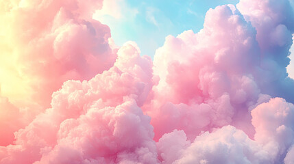 Soft pink and blue clouds drifting in a serene sky during sunset