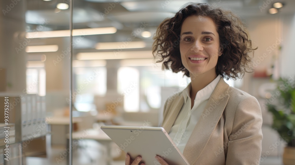 Sticker The businesswoman with a tablet