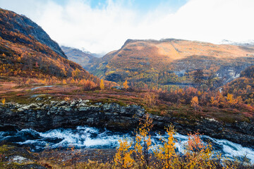 Fototapeta premium Autumn scenery near Flam, Norway
