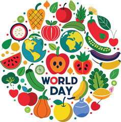 Flat design world food day celebrate illustration