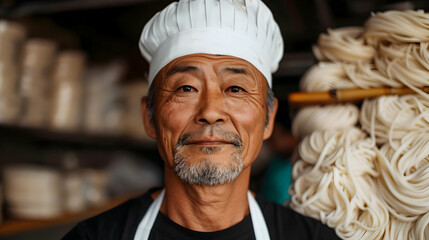 Chef Skillfully Crafting Hand Pulled Noodles