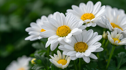 Fototapeta premium Bunch White And Yellow Flowers Field