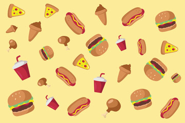 fast food pattern good for wallpaper, background design, t shirt design, etc
