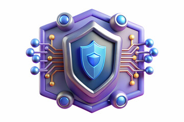 Obraz premium 3D AI in Cybersecurity: Glowing Abstract Digital Art Banner Symbolizing Protection, Vigilance, and Innovation. 3D Icon Isolated on White Background