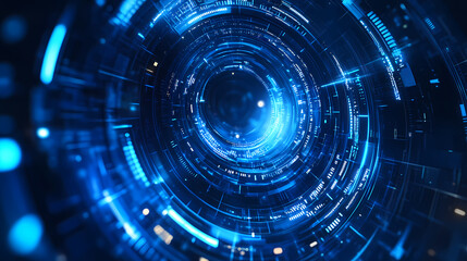 Obraz premium Blue abstract circular digital technology background