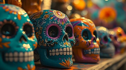 Fototapeta premium Traditional sugar skulls for Día de los Muertos festivity