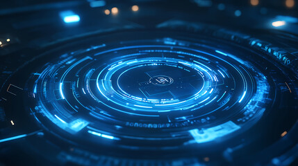 Blue abstract circular digital technology background