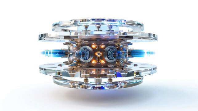 Quantum computing mechanics technology technology hardware machine learning white background