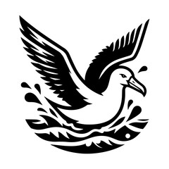 Black albatross vector icon illustration.