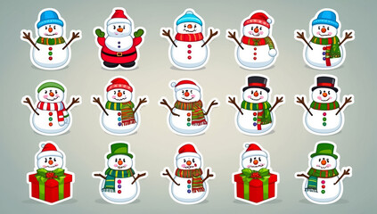 sticker happy snowman christmas