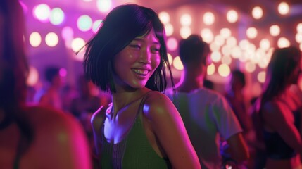 The woman under night lights