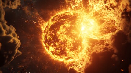 Obraz premium Fiery Explosion of a Star in Space