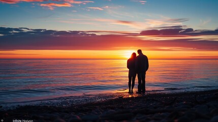 Fototapeta premium Romantic couple on the beach at sunset