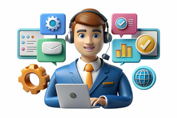 AI Driven Customer Support Interaction: Seamless, Personalized Service with Technology Integration - Innovative Concept Captured in Photo Stock Library