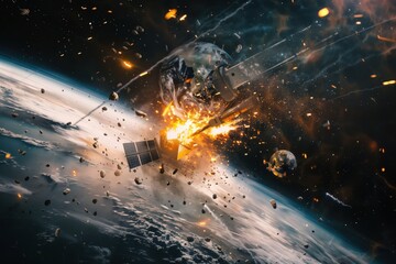 Obraz premium meteorites are flying to planet earth