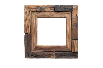 A rustic wooden picture frame with a unique design, perfect for showcasing art or photographs in a cozy setting.