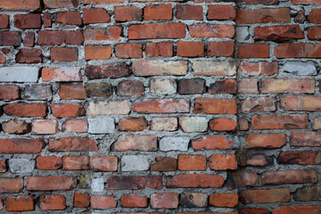 Mur Stocznia Gdańsk Struktura tło ściana czerwona cegła vintage Old red brick wall stara czerwona cegłą
