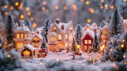 Cozy Christmas Market with Festive Decorations on Pastel Background