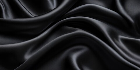 Fototapeta premium Luxurious Black Fabric Texture with Elegant Folds