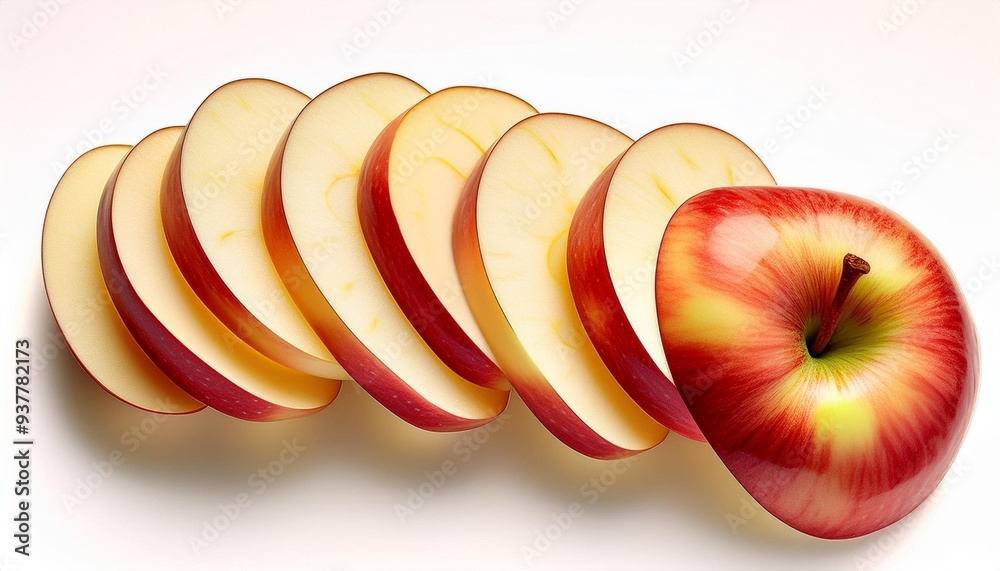 Sticker sliced apple pieces arranged neatly.