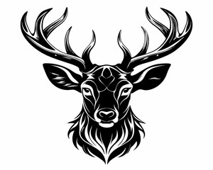 deer head silhouette vector illustration, logo type