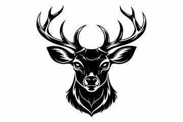 deer head silhouette vector illustration, logo type