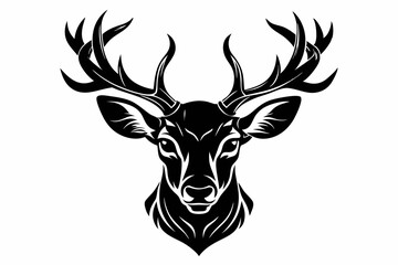 deer head silhouette vector illustration, logo type