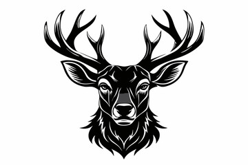 deer head silhouette vector illustration, logo type