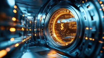 Futuristic Vault with Dollar Sign