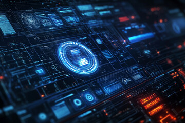 Fototapeta premium Cybersecurity interface.