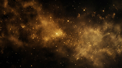 Fototapeta premium A cosmic scene of golden stars twinkling in a nebula, set against the dark vastness of space, conveying a sense of wonder and infinity