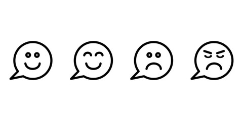 Emotion feedback vector concept. Rank, level of satisfaction rating. icon smiley, happy, unhappy, face. Icon set illustration.