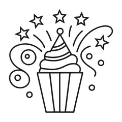 Party celebration thin line icon, Confetti popper outline, black and white celebration icon, vector illustration.