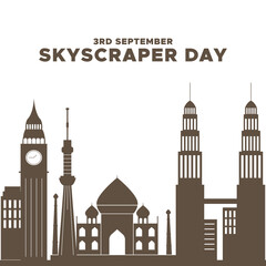 Skyscraper Day , 3rd September, greeting card, editable template, stock illustration, Skyscraper Day concept design.