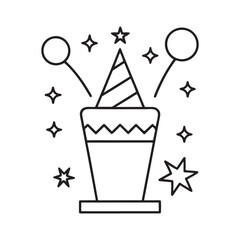 Party celebration thin line icon, Confetti popper outline, black and white celebration icon, vector illustration.